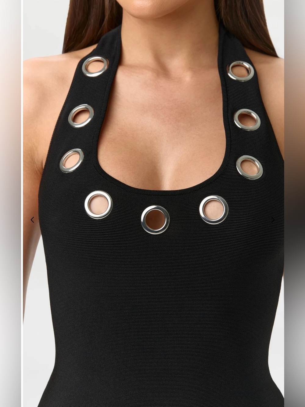 Naked Wardrobe Bandage Halter Grommet Mini Dress Black - Picture 7 of 12